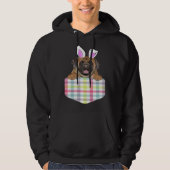 Easter Plaid Mastiff Bunny Dog In Pocket パーカ (正面)