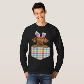 Easter Plaid Vizsla Bunny Dog In Pocket Tシャツ (正面フル)