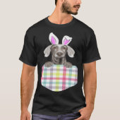 Easter Plaid Weimaraner Bunny Dog In Pocket Tシャツ (正面)