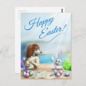 Easter Postcard with cute animals ポストカード (正面/裏面)