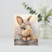 Easter Postcard with Easter Eggs and Bunny ポストカード (スタンド正面)