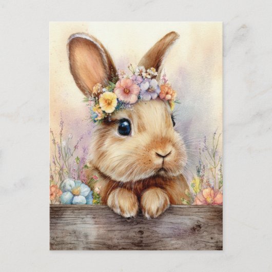 Easter Postcard with Easter Eggs and Bunny ポストカード (正面)