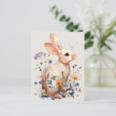 Easter Postcard with Flowers and Easter Bunny ポストカード (スタンド正面)