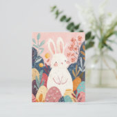 Easter Postcard with Flowers and Easter Bunny ポストカード (スタンド正面)