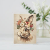 Easter Postcard with Flowers and Easter Bunny ポストカード (スタンド正面)