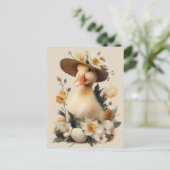 Easter Postcard with Flowers and Easter Duckling ポストカード (スタンド正面)