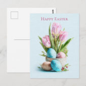 Easter Postcard with Flowers and Easter Eggs ポストカード (正面/裏面)