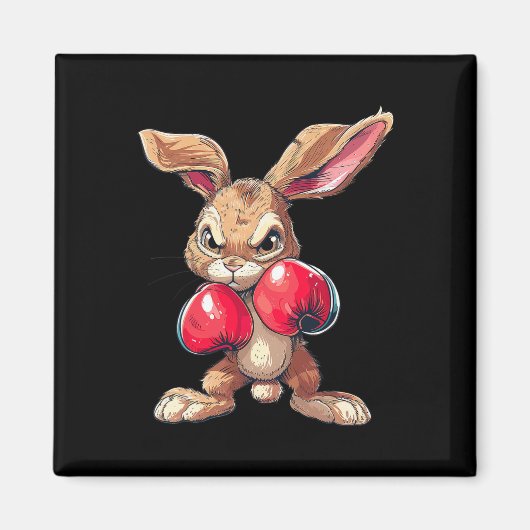 Easter Rabbit Bunny Boxer Boxing Kickboxing Martia マグネット (正面)