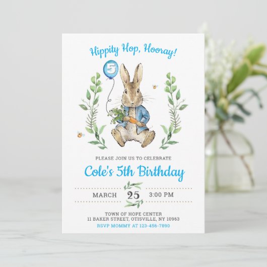 Easter Rabbit Bunny Boy Birthday Invitation 招待状 (スタンド正面)