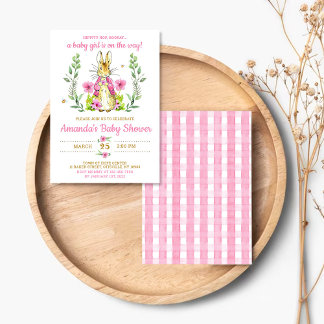 Easter Rabbit Bunny Girl Baby Shower Invitation 招待状