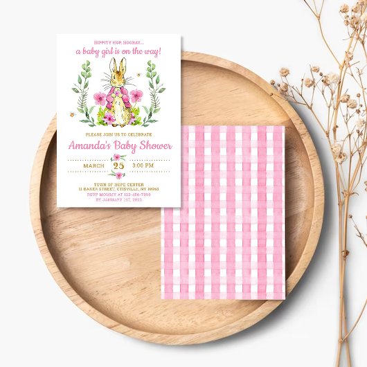 Easter Rabbit Bunny Girl Baby Shower Invitation 招待状