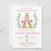 Easter Rabbit Bunny Girl Baby Shower Invitation 招待状 (正面)