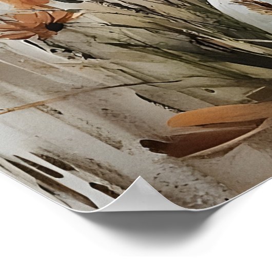 Easter Rabbit Bunny In Flower Print, Rustic Easter ポスター (角)