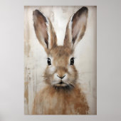 Easter Rabbit Bunny Portrait Print, Rustic ポスター (正面)