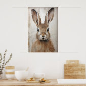 Easter Rabbit Bunny Portrait Print, Rustic ポスター (キッチン)
