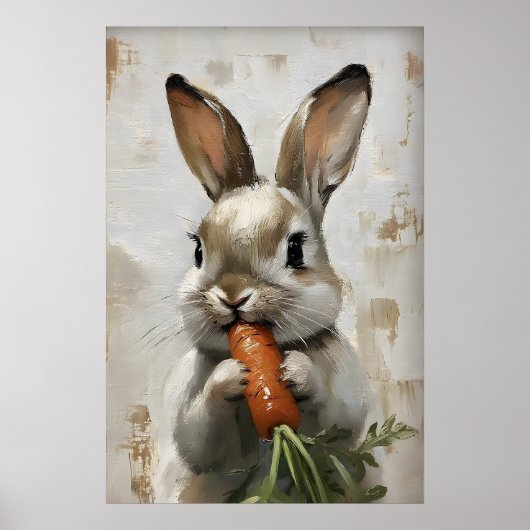 Easter Rabbit Carrot Print, Spring Bunny ポスター (正面)