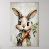Easter Rabbit Carrot Print, Spring Bunny ポスター (正面)