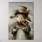 Easter Rabbit Carrot Print, Spring Bunny ポスター (正面)