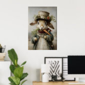 Easter Rabbit Carrot Print, Spring Bunny ポスター (ホームオフィス)