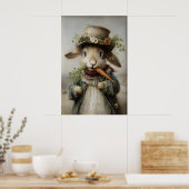 Easter Rabbit Carrot Print, Spring Bunny ポスター (キッチン)