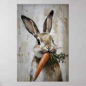 Easter Rabbit Carrot Print, Spring Bunny ポスター (正面)