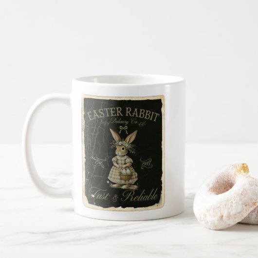 Easter Rabbit Delivery Co Vintage Bunny コーヒーマグカップ (ドーナツ)