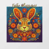 Easter Rabbit - Folk Art - Personalizable Easter  ウィンドウサイン (シート)