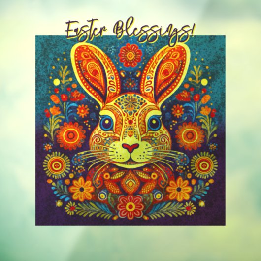 Easter Rabbit - Folk Art - Personalizable Easter  ウィンドウサイン (シート3)