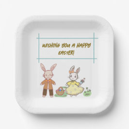 Easter rabbit in light colors.淡い色のうさぎペーパープレート ペーパープレート