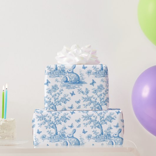 Easter-rabbit-toile-de-jouy pattern ラッピングペーパー (パーティーギフト)