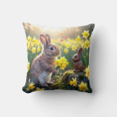 Easter Rabbit with Daffodils  クッション (正面)