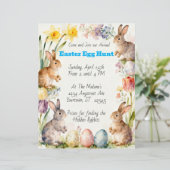 Easter Rabbits Eggs & Flowers Egg Hunt Invitation (スタンド正面)