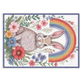 Easter Rainbow Meadow Spring Flowers Wild Rabbit  テーブルクロス (正面(横))