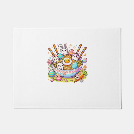 Easter Ramen Cats Cute Anime Happy Easter Day Wome ドアマット (正面)