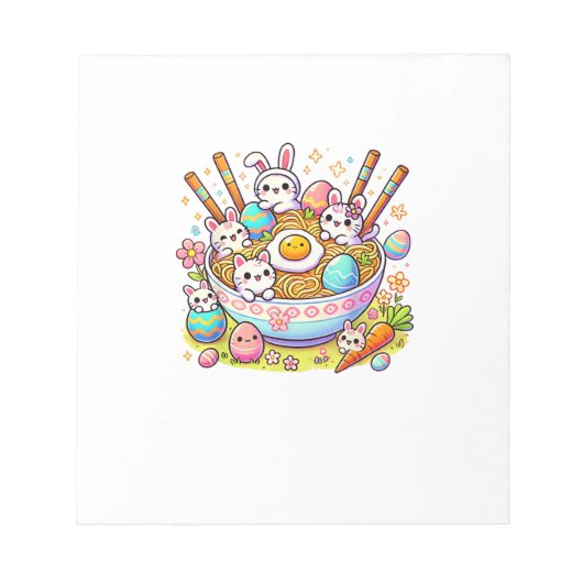 Easter Ramen Cats Cute Anime Happy Easter Day Wome ノートパッド (正面)