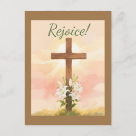 Easter Rejoice Cross and Lilies Christian ポストカード