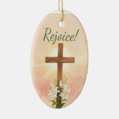 Easter Rejoice Cross Christian Gift セラミックオーナメント (右)