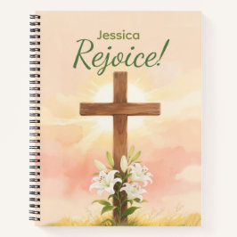  Easter Rejoice Cross Christian Gift ノートブック