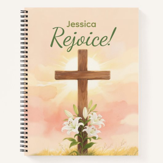  Easter Rejoice Cross Christian Gift ノートブック (正面)