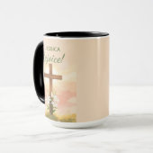  Easter Rejoice Cross Christian Gift マグカップ (正面左)