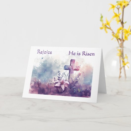 Easter Rejoice He Is Risen  カード (黄色い花)