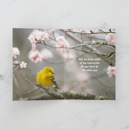 Easter Rejoice He is Risen Spring Bird  シーズンカード (内部)