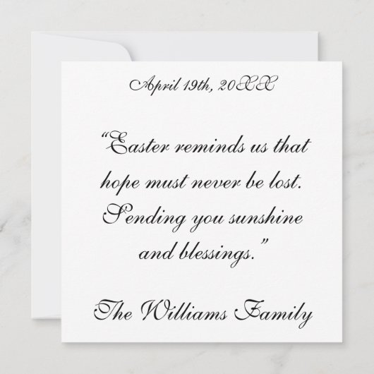 Easter Resurrection Greetings カード (裏面)