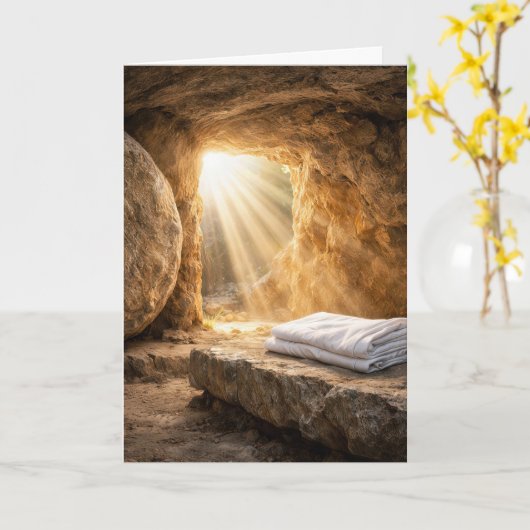 Easter Resurrection Morning Empty Tomb カード (黄色い花)