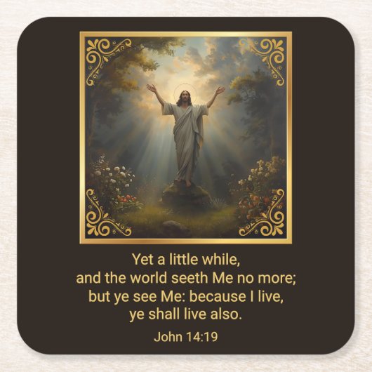 Easter Resurrection Religious スクエアペーパーコースター (正面)