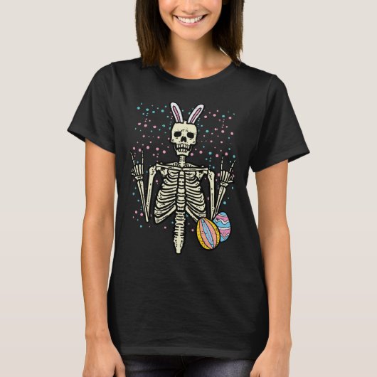 Easter Rocker Skeleton Rock Hand Men Boys Toddler  Tシャツ (正面)