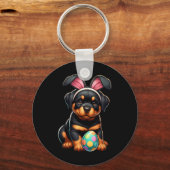 Easter Rottweiler Dogs Pets Lovers Rabbit Egg Eggs キーホルダー (正面)