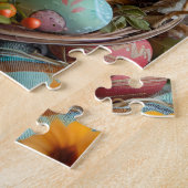 Easter Season Cute Cat Sleeping in Wicker Basket ジグソーパズル (側面)