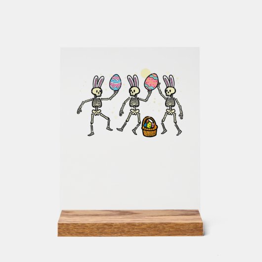 Easter Skeletons Dancing Eggs Funny Bones Men Wome アクリルサイン (正面)