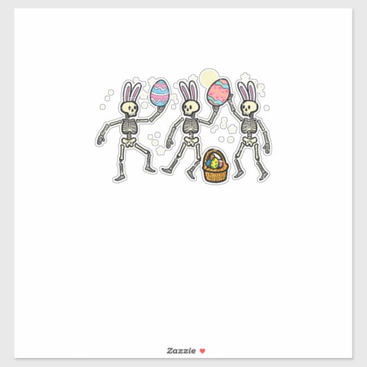 Easter Skeletons Dancing Eggs Funny Bones Men Wome シール (シート)